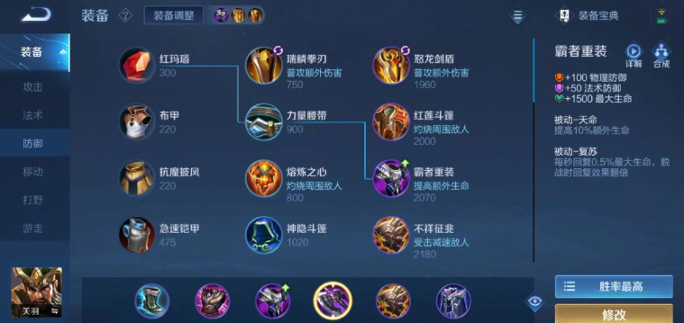 王者荣耀关羽怎么出装